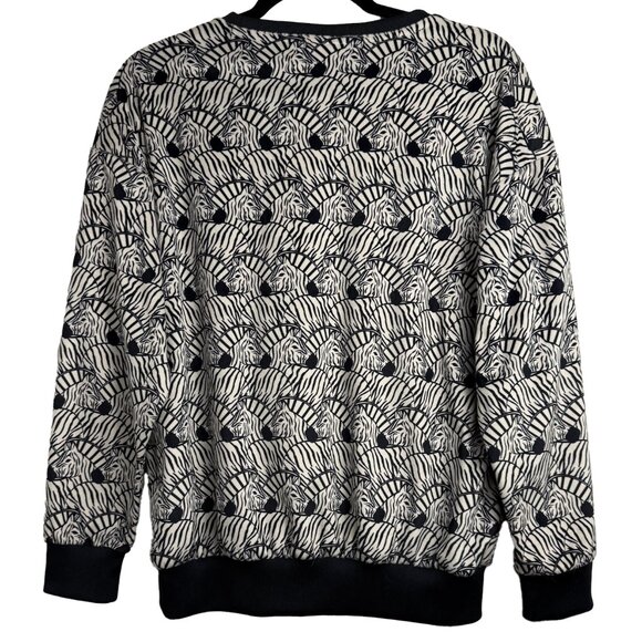 Adidas Zebra Print Velour Soft Crewneck Long Sleeve Top Kids Size Large - Picture 4 of 4